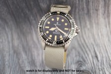 22mm NATO Grey PU Leather Watch Strap For Steinhart Ocean Vintage Military