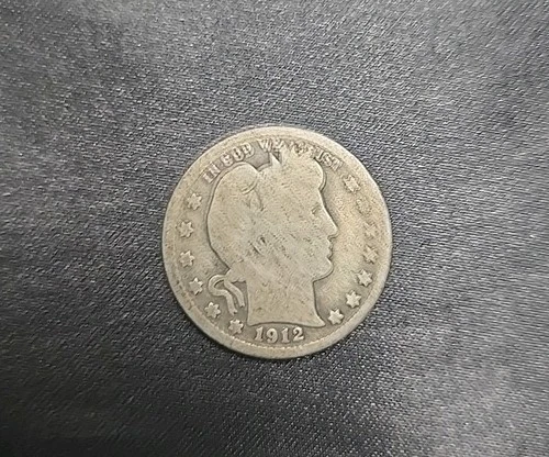 1912 Liberty Barber 90% Silver US Quarter