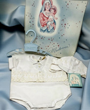 Vtg Madonna 429 Baby Boy Christening Outfit White Baptism Suit Set 0  6 Months
