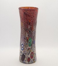 New Murano Murrine Colorful Bud Vase Uniflor Red Art Glass Murano Island Italy