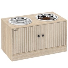 PawHut Elevated Dog Bowls with Storage, Raised Dog Bowl with Slow Feeder