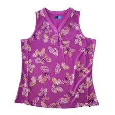 NWT PGA Tour Ladies LG Grand Slam Butterfly Print Pink Mesh-Back Golf Tank Top