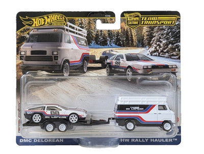 DMC DeLorean + HW Rally Hauler | Hot Wheels | Team Transport Fahrzeuge