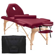 Portable Massage Table with Bolster and Tilt Backrest - Burgundy