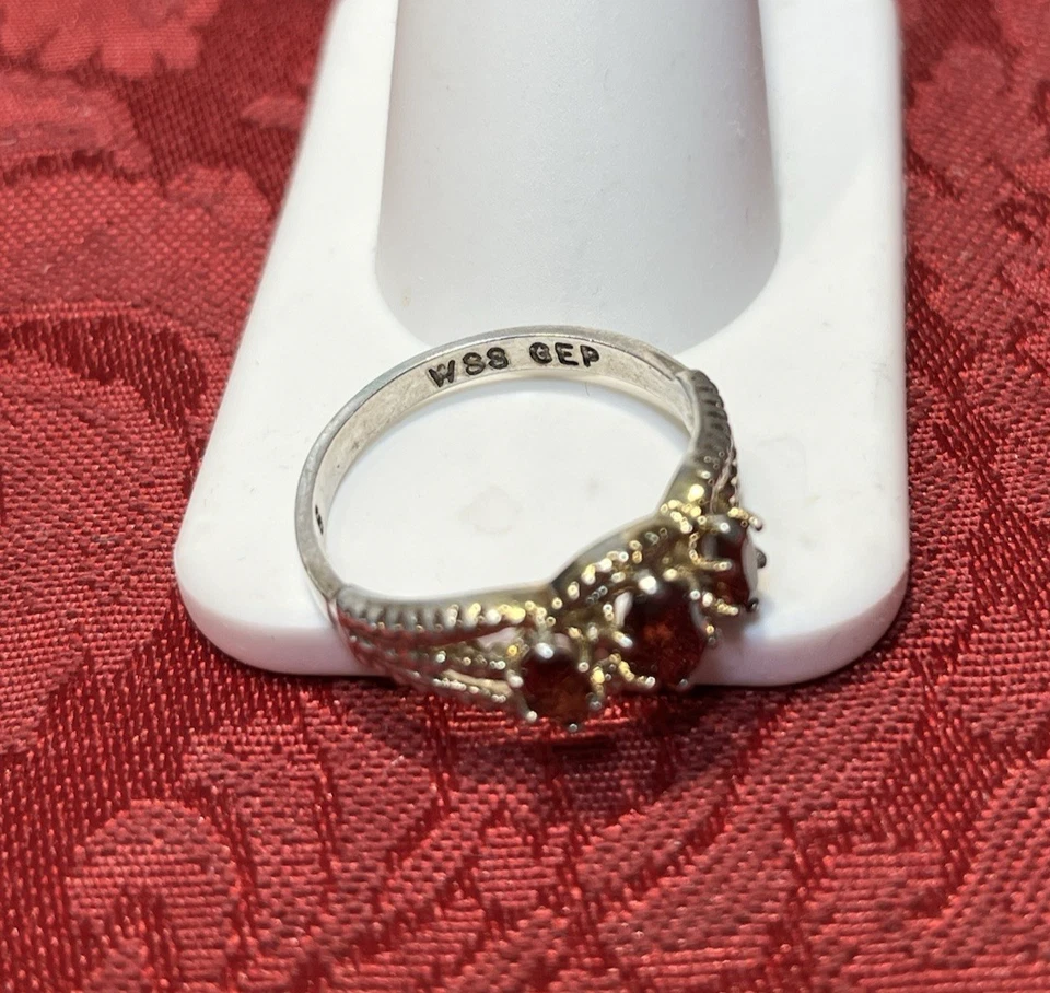 Anillo De Colección Plata Esterlina 925 S8 Pasado, Presente y Futuro Marquesa Granate Piedras Foto 3 de 4