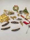 Vintage Style Costume Jewelry Brooch Lot 18Pcs Micro Mosaic Mix