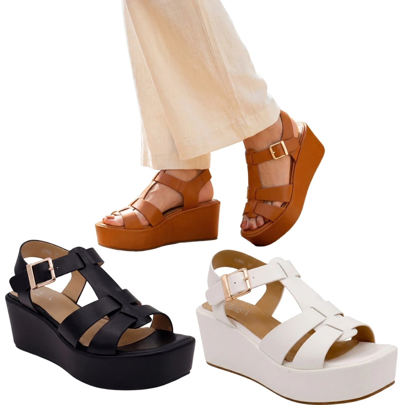 Women's Platform Wedge Sandals Slingback T-Strap Buckle Comfort Summer Shoes
Opens in a new window o