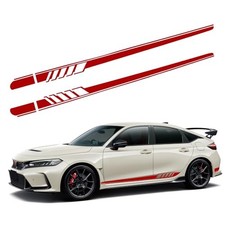 Car Side Skirt Decals, 88.58" x 4.52" Long Stripes Stickers, PVC Auto 2 PCS Red