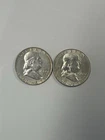 1962-D and 1963-D Silver Franklin Half Dollars. 50c