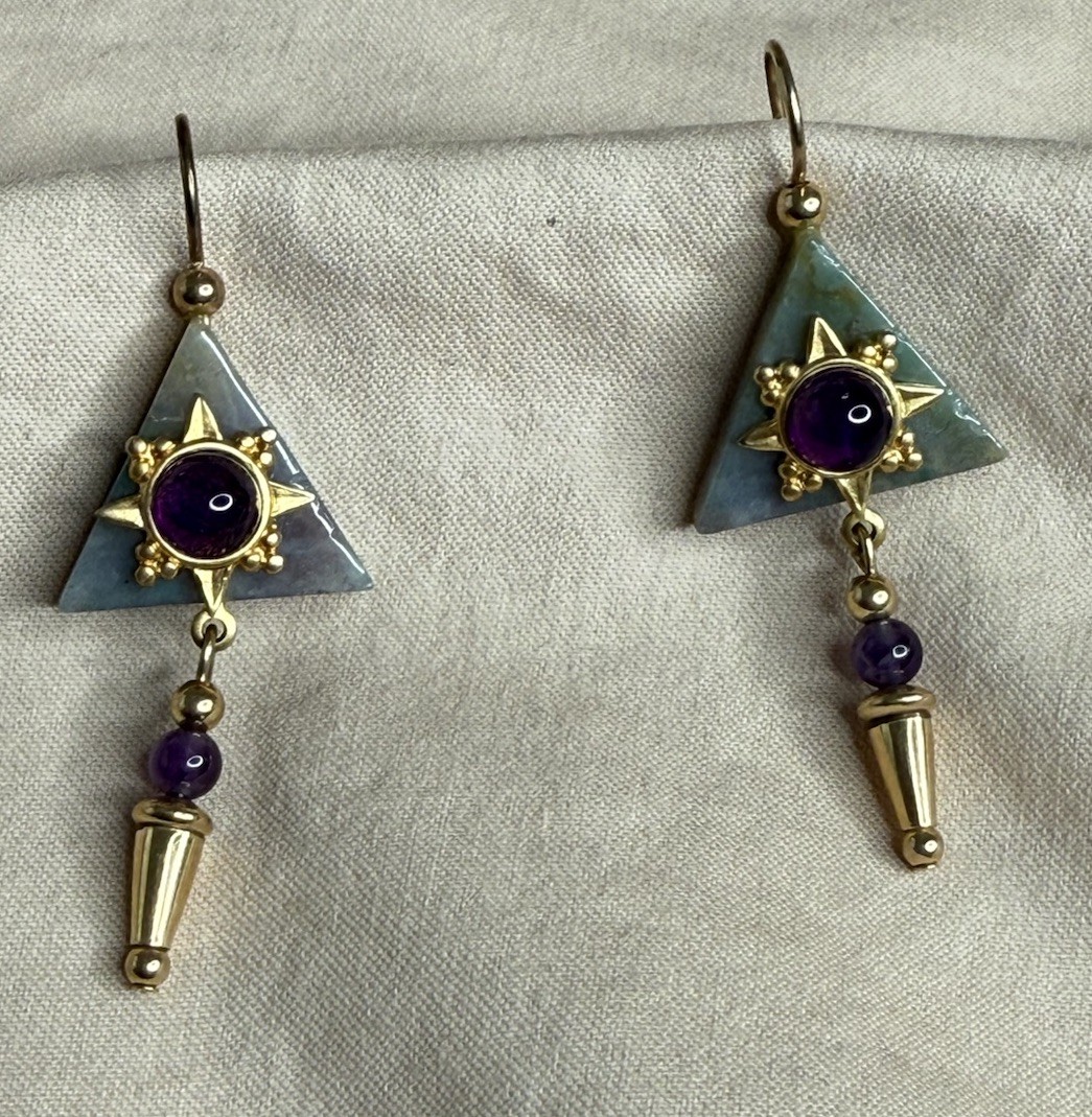 Vintage Unique Dangle Drop Triangular Pyramid Sha… - image 4