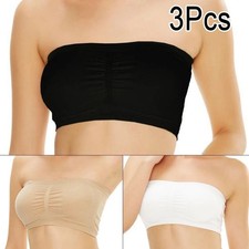 Women Ladies Strapless Seamless Padded Boob Bandeau Tube Tops Bra Underwear