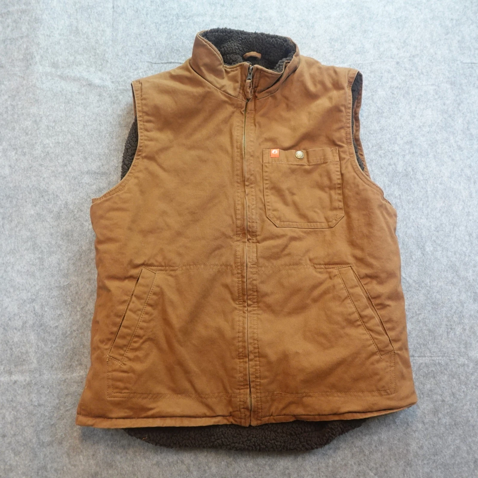 The American Outdoorsman Vest Mens XXL Brown Sherpa Lined Canvas Hunting Work