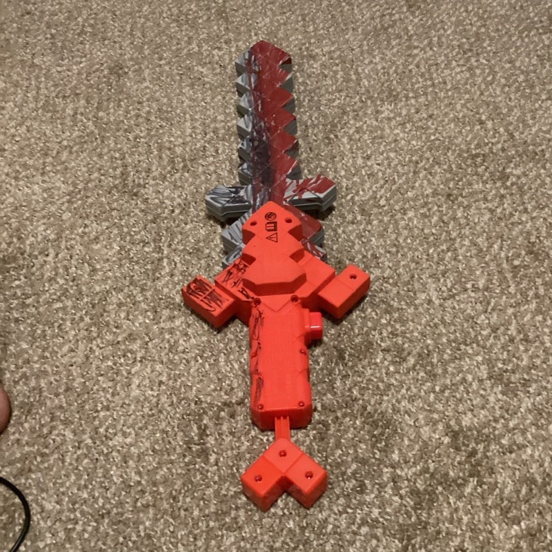 Nerf Minecraft Costume Sword, Red/Gray, One Size, Video Games Theme