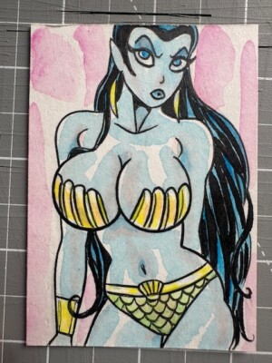 Original Signed Robert Smith Naughty Namora Sub-Mariner Marker Sketch Card
