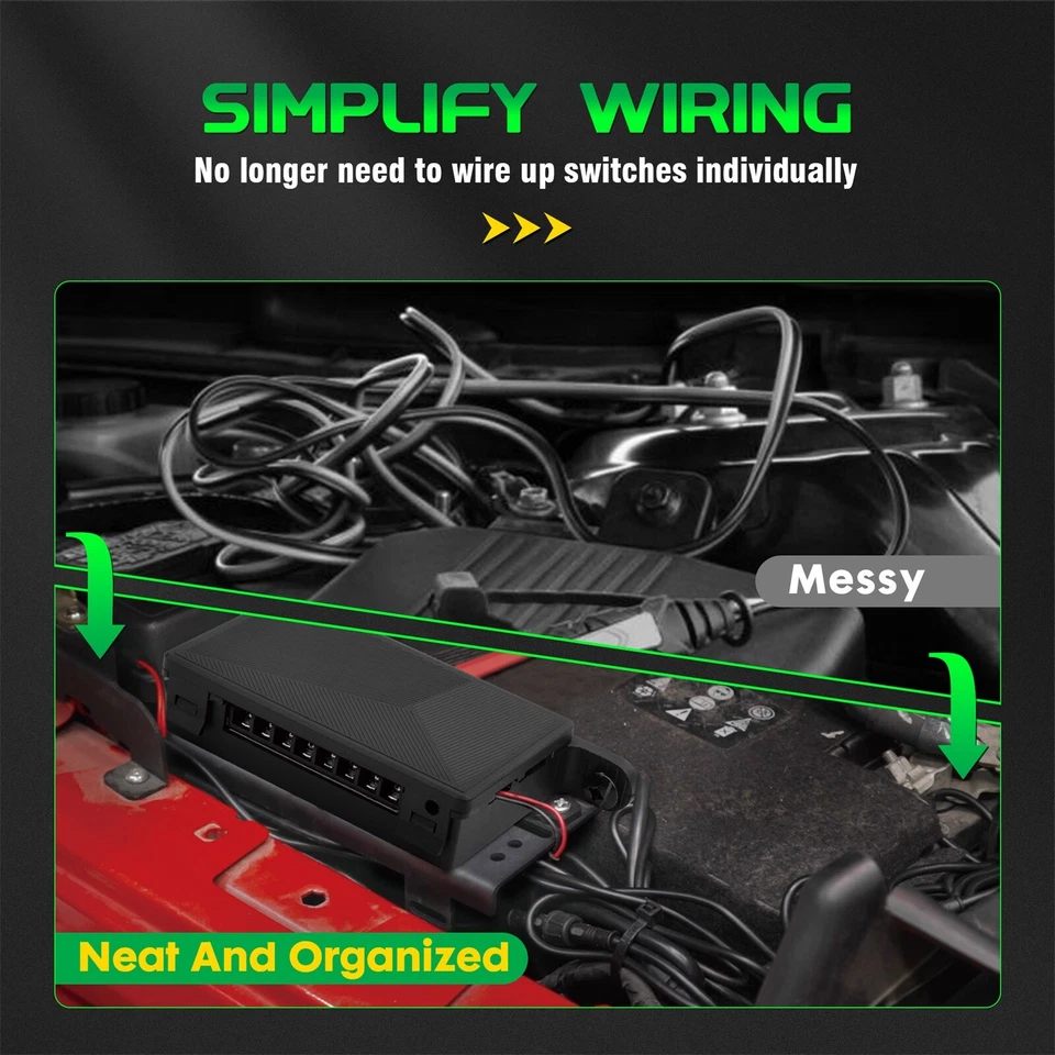 Wireless Switch Panel 4 Gang Led Light Bar Flash Remote Control Relay System Box - Image 4 of 4