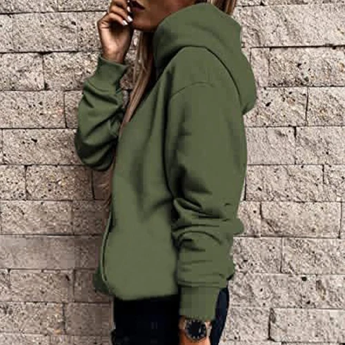 Ladies Loose Fit Long Sleeve Pullover Women Fall Warm With Pocket Hooded Tops - Picture 40 of 80