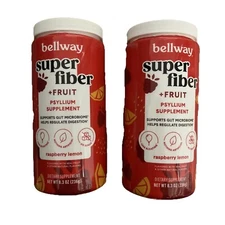 Lot Of 2 Bellway Super Fiber + Fruit Psyllium Husk Supplement Raspberry Lemon