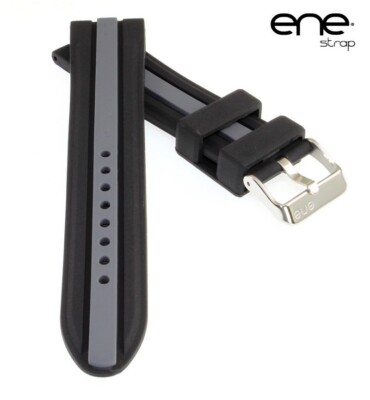 Premium ene strap Silikon Uhrenarmband Modell 105-Edition schwarz-grau 22 mm