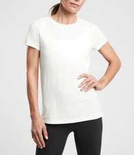 ATHLETA WOMEN'S WHITE SHORT SLEEVE ORGANIC DAILY CREW TEE Sz L