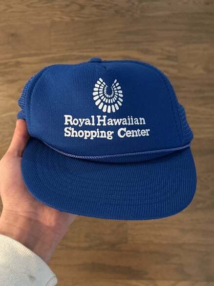 Vintage Royal Hawaiian Shopping Center Blue Trucker Hat