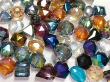 Huge Jewelry Making Lot 100 Glass Beads Faceted Crystal Free Shipping 12 - 20mm