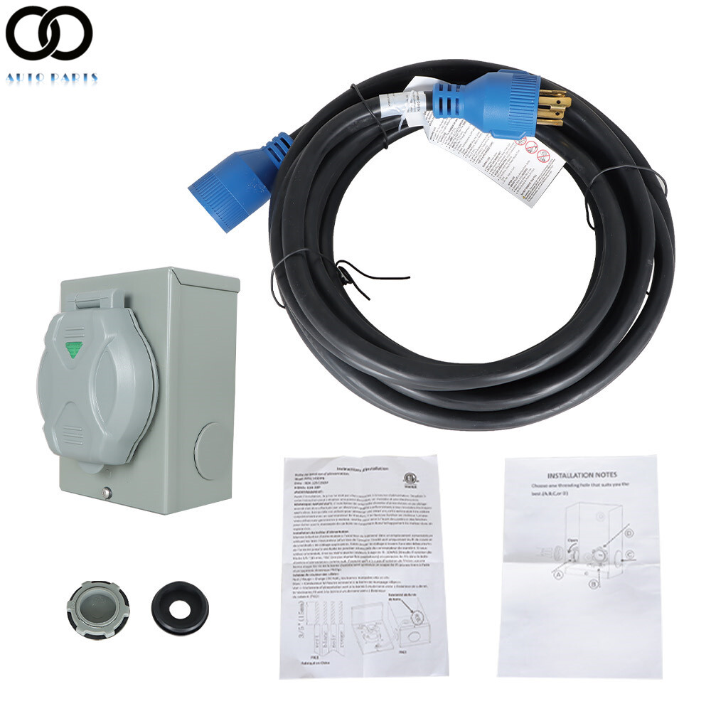 30 Amp Generator Inlet Box RVGUARD 30A Generator Combo Kit - 25ft Cord ( L14-30P, ETL Certified) Power Inlet Box