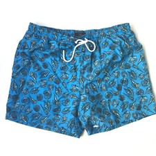 John Lewis Swim Shorts Men's Size XL Blue Drawstring Waist Seashell Print