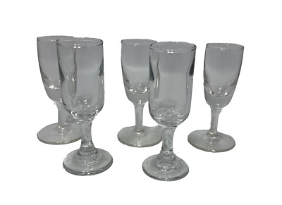 Set of 5 Cordial Shot Glasses Apertif Clear Cocktail Barware Drink After Dinner