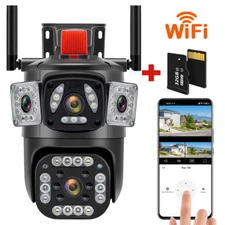 2 Lens 3 Screen WiFi Security Camera Wireless Home Outdoor CCTV IR Cam US Stock