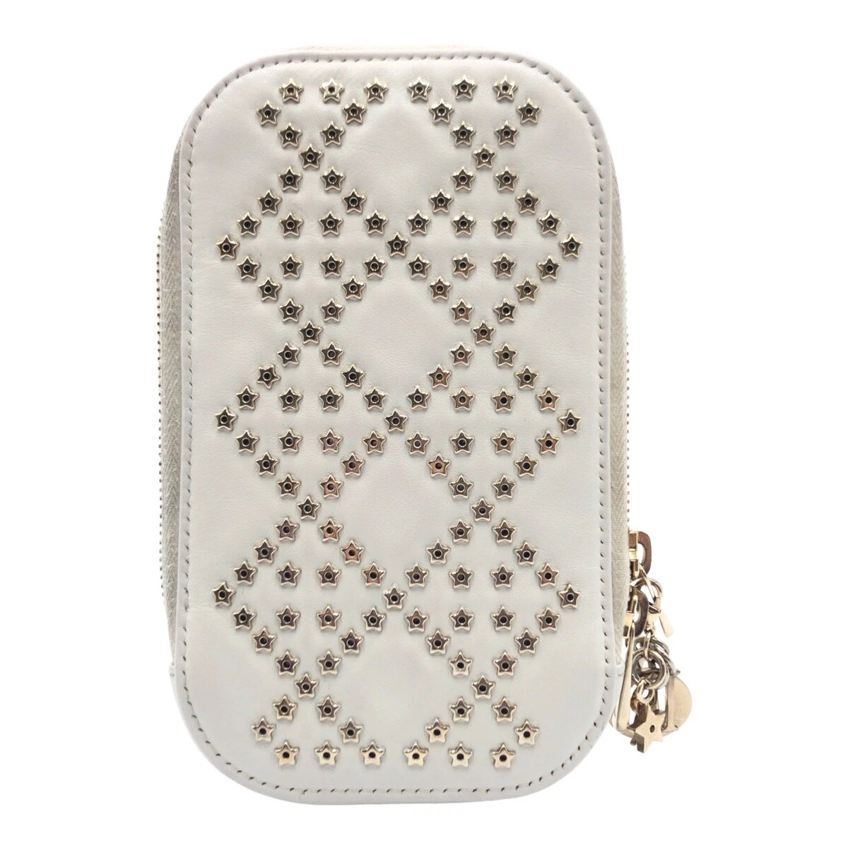 Sac bandoulière Dior Lady Dior S0872BNHB pochette téléphone étui téléphone blanc or quincaillerie