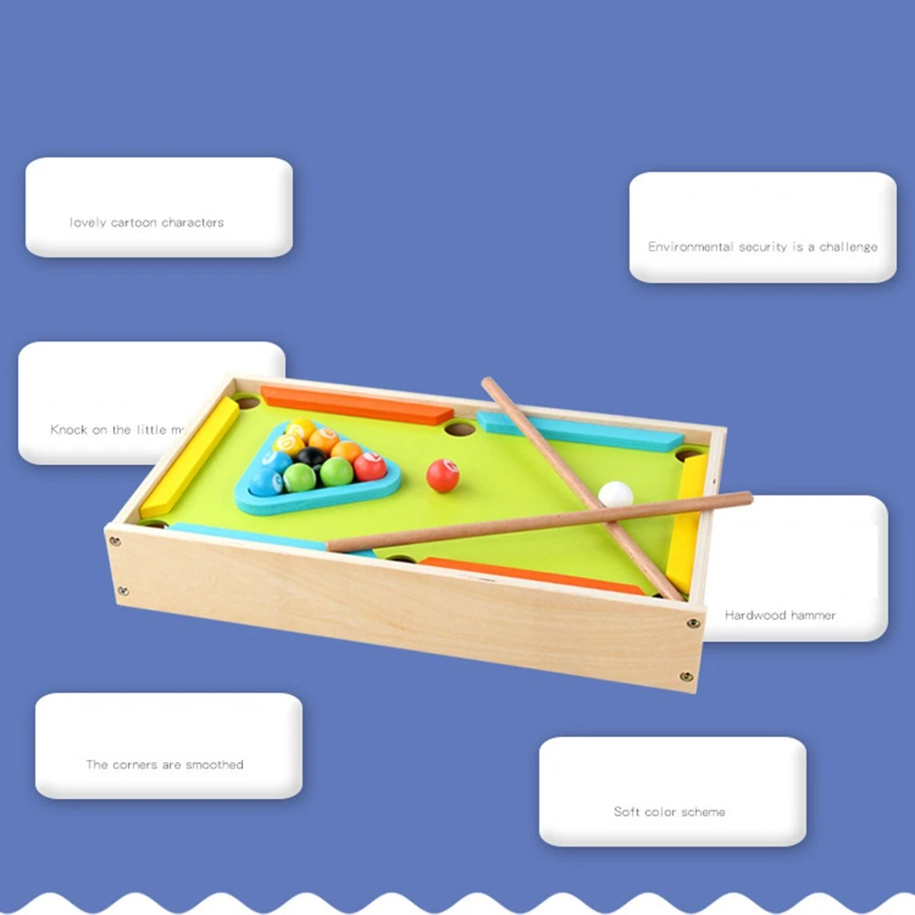 Early Learning Mini Wooden Billiards Toy Home Use Interactive Game Props