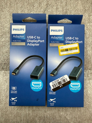 Philips Elite 8K USB-C to Display Port Adapter Ultra High Definition HD Lot of 2