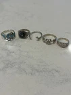 Rare Vintage Lot Of 5 925 Sterling Silver Rings Butterfly, Weiner Dog, Etc, Good