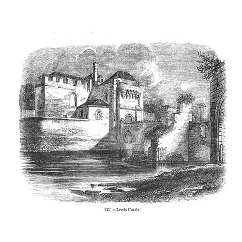 LEEDS CASTLE Kent - Antique Print 1845