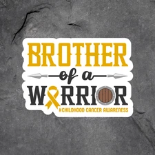 Brother of a warrior sticker vinyl decal childhood cancer awareness ribbon gift