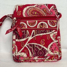 Vera Bradley Mini Hipster Crossbody Bag Red Paisley  Rosie Posies Pattern