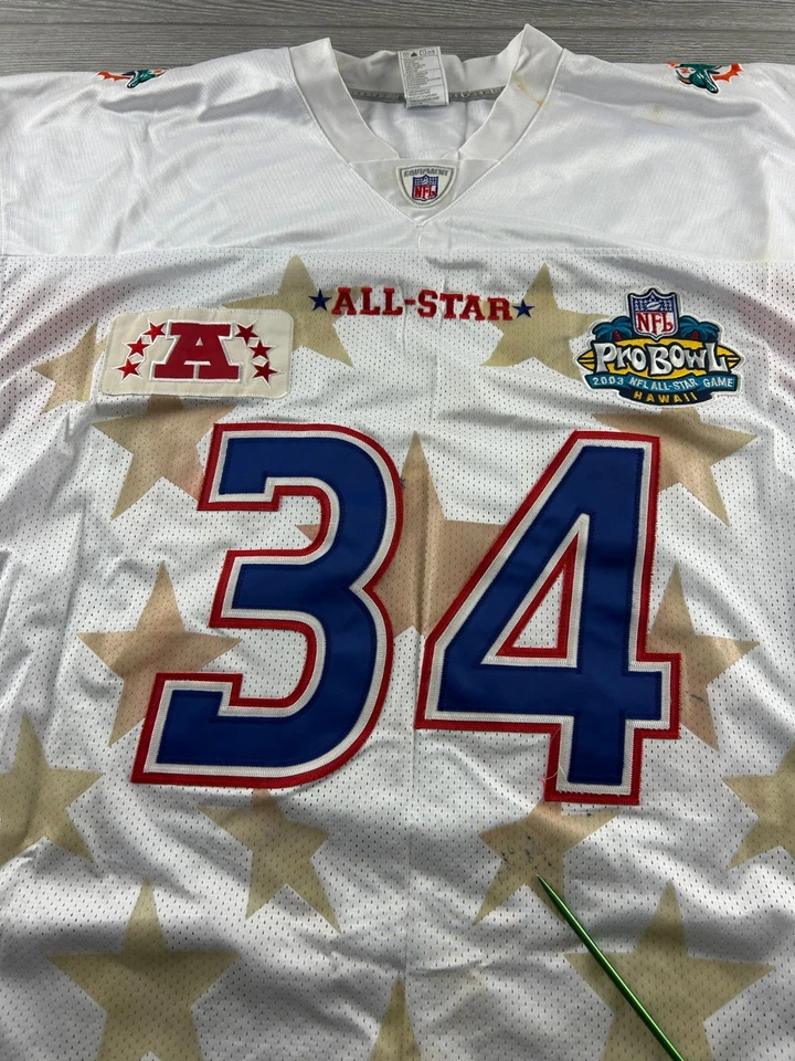 Camiseta deportiva de los Miami Dolphins 2003 NFL All Star Game Pro Bowl #34 Ricky Williams 58 Hawa Foto 3 de 4