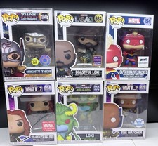 Funko Pop Marvel Lot of 6 Exclusives Loki Thor Captain Marvel What If