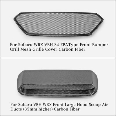 For Subaru WRX VBH Front Bumper Grill Mesh Cover/Large Hood Scoop Vented Carbon