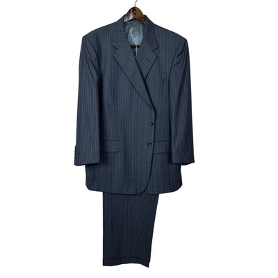 Gianpaulo Beverly Hills Men's Gray Pinstripe Wool Suit 2 Button Jacket Pants
