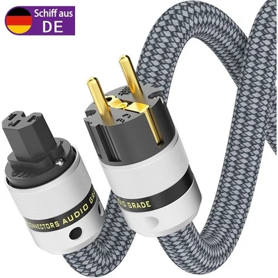 AUDIOCRAST Schuko Hifi Netzkabel Stromkabel High End AUDIO STROM-KABEL EU-Stecker Netzkabel