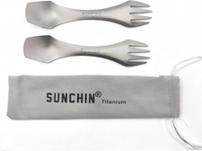 Titanium 3 in 1 Fork,Spoon and Knife,Multi Function,Camping Utensil Set for Back