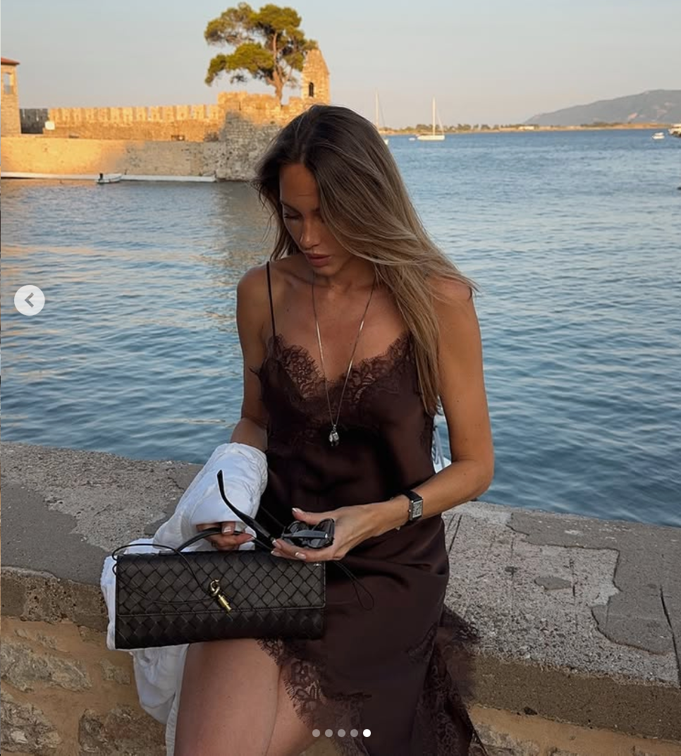 ZARA NEW WOMAN FW25 SHORT ASYMMETRIC LACE DRESS ZW COLL BROWN XS