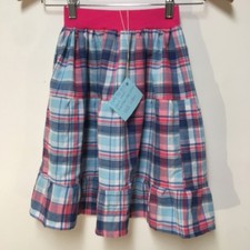 Skirt Girls 2/3 Pink  Blue Plaid Ruffle Tier Long Cotton Mom and Pop's Kids