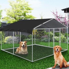10x10ft Large Outdoor Heavy Duty Dog Kennel Steel Pet Dog Cage Fence w/ Cover