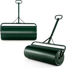 Goplus Lawn Roller, Push/Tow-Behind Lawn Roller, 30 Gallon/113L Water Sand Fille