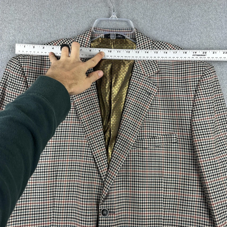 Blazer Abrigo Deportivo Inserch Para Hombre 2XL Pata de Gallo Cuadros Codo Parches Borde Naranja Foto 4 de 4