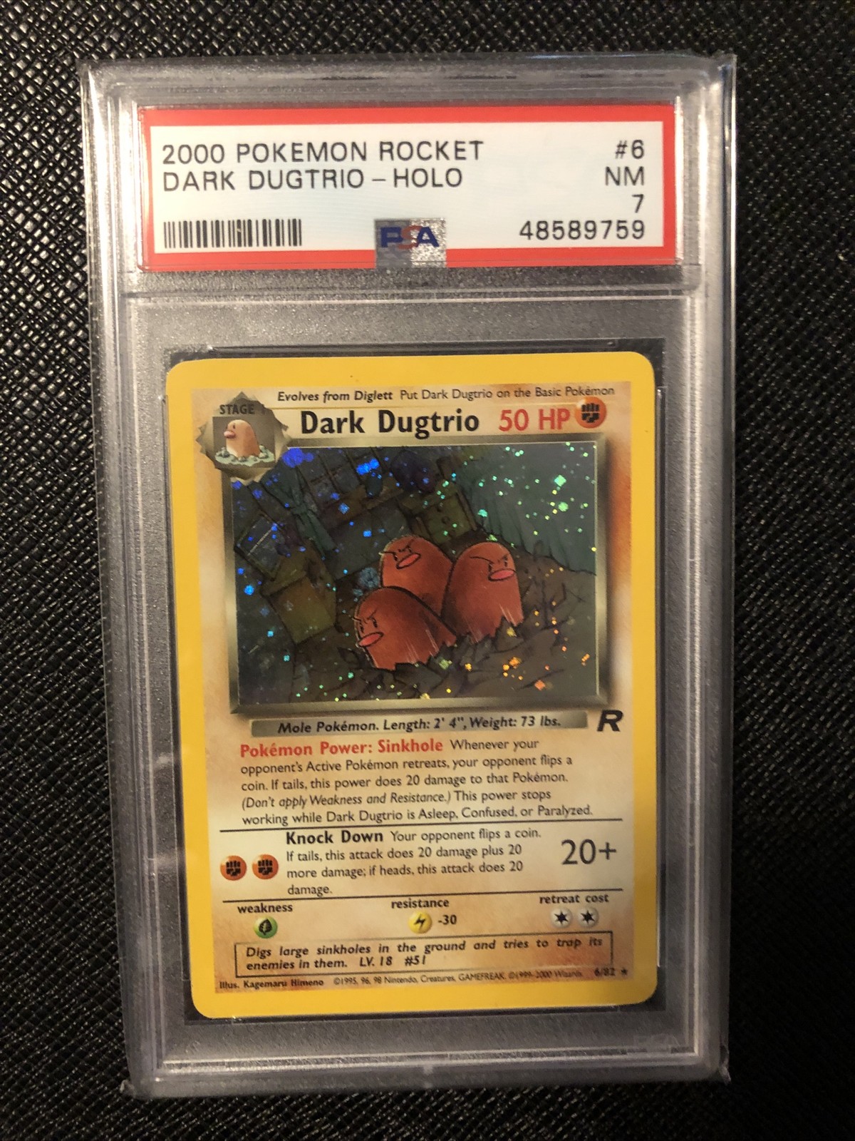 Pokemon Dark Dugtrio Holo 6/82 Team Rocket PSA 7 Near Mint
