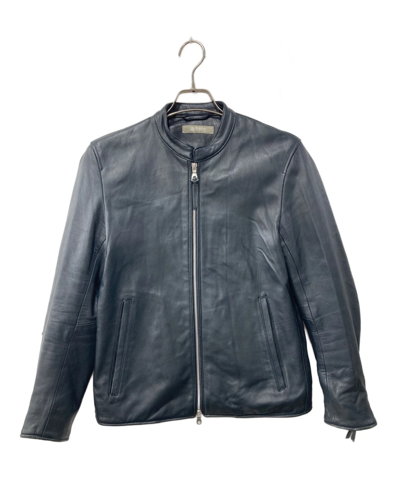 Nano Universe Single Leather Riders Jacket Men's Size S Black image 1
