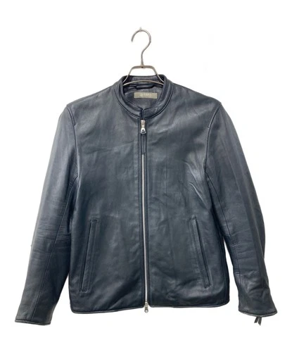 Nano Universe Single Leather Riders Jacket Men's Size S Black - product listing photo
